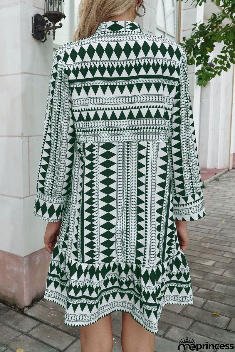 Elegant Geometric Patchwork Fold V Neck A Line Dresses(4 Colors)