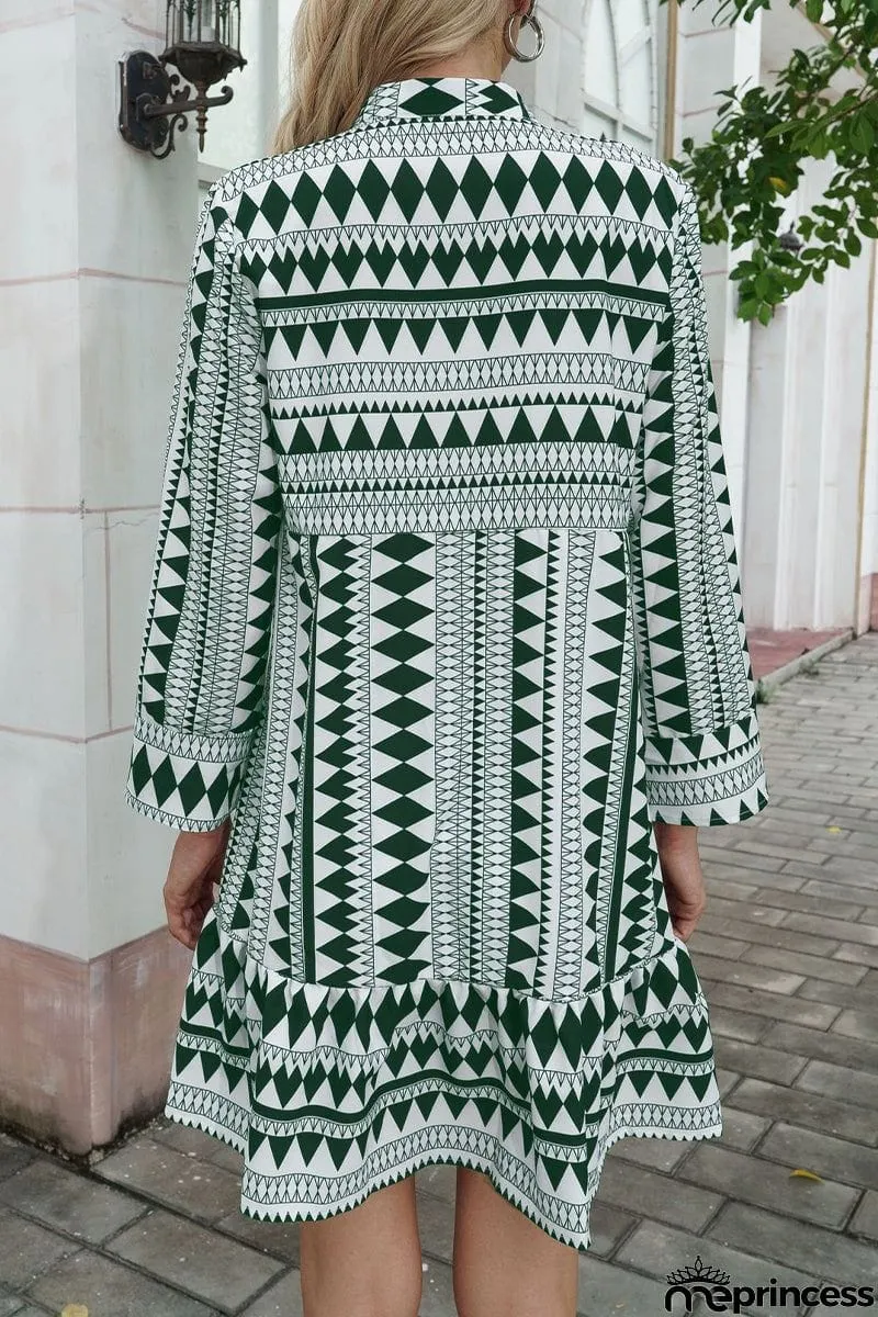 Elegant Geometric Patchwork Fold V Neck A Line Dresses(4 Colors)