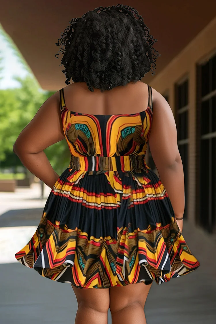 Xpluswear Design Plus Size Beach Multicolor African Ankara V Neck Swimsuit Fabric Swimwear Dress