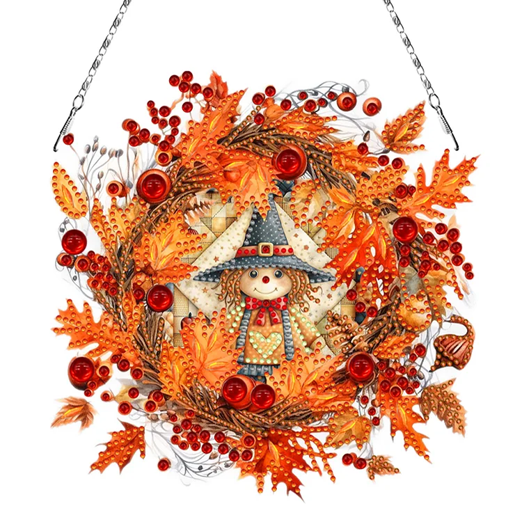 Fall Theme 2D Flat DIY Hanging Diamond Art Kits Wall Decor for Home & Windows