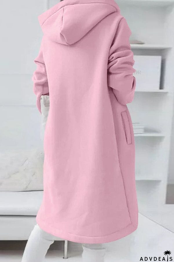 Juliana Solid Color Zip Up Hooded Coat