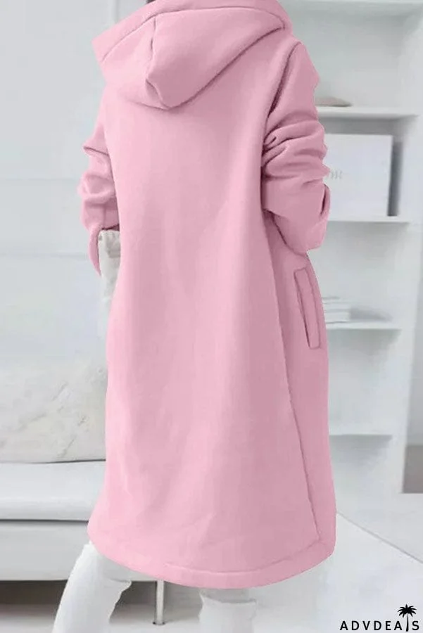 Juliana Solid Color Zip Up Hooded Coat