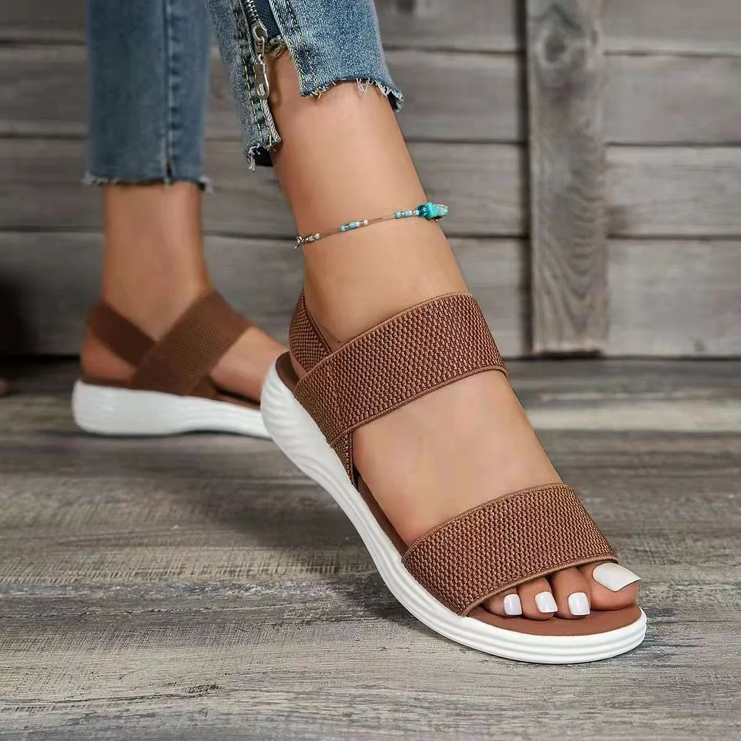 Yyvonne Sandals 2025 New Summer Casual Fashion Wear Flat-Bottomed Beach-In-Word Large-Size Sandals