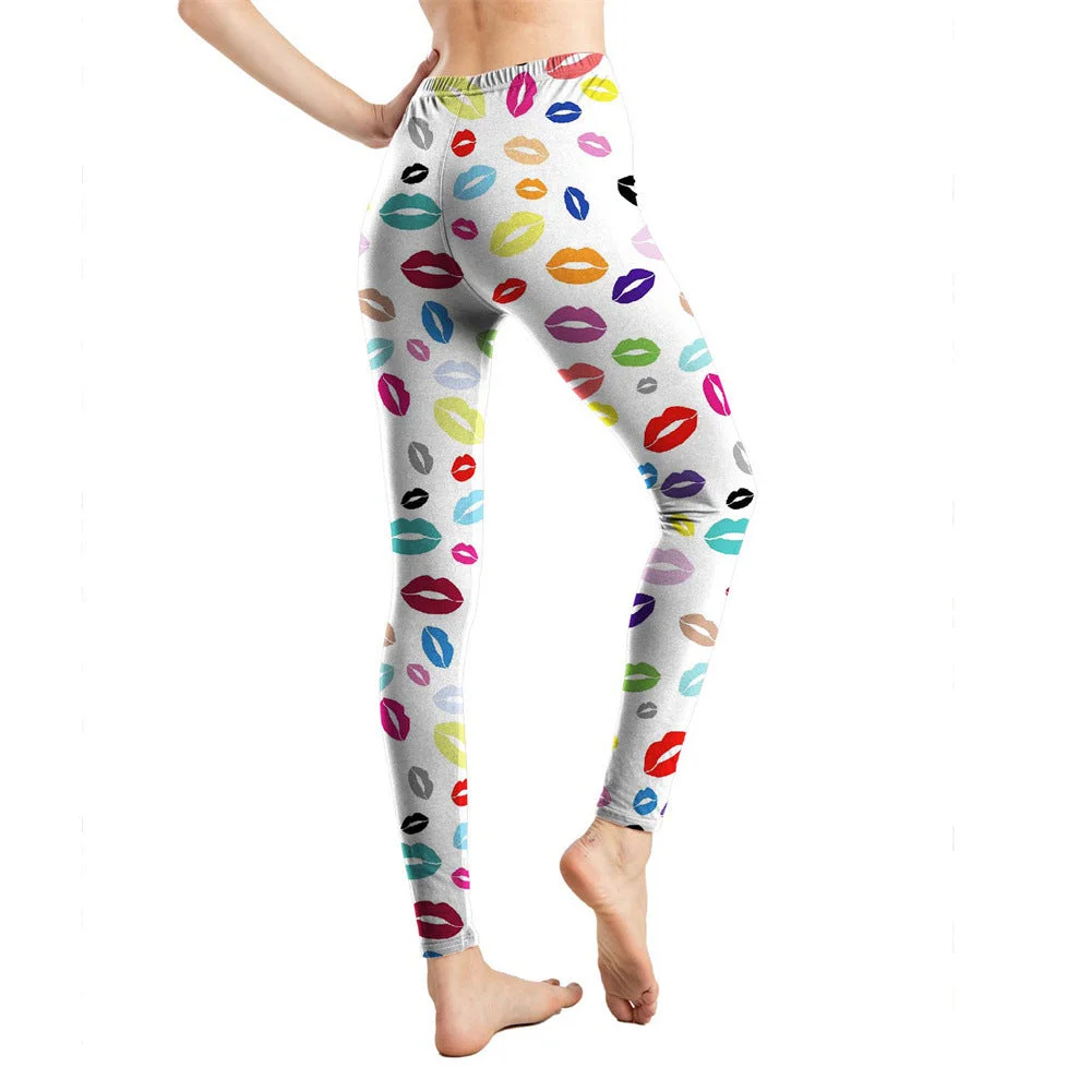 Uveng Milk Silk Printed Abstract Letter Cropped Leggings