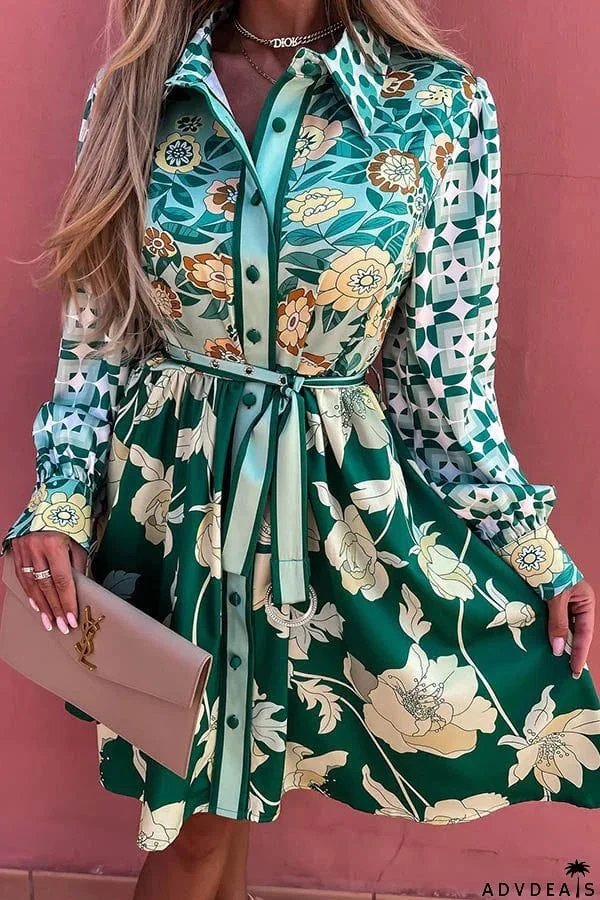 Beyond Chic Gorgeous Flowers Shirt Dress