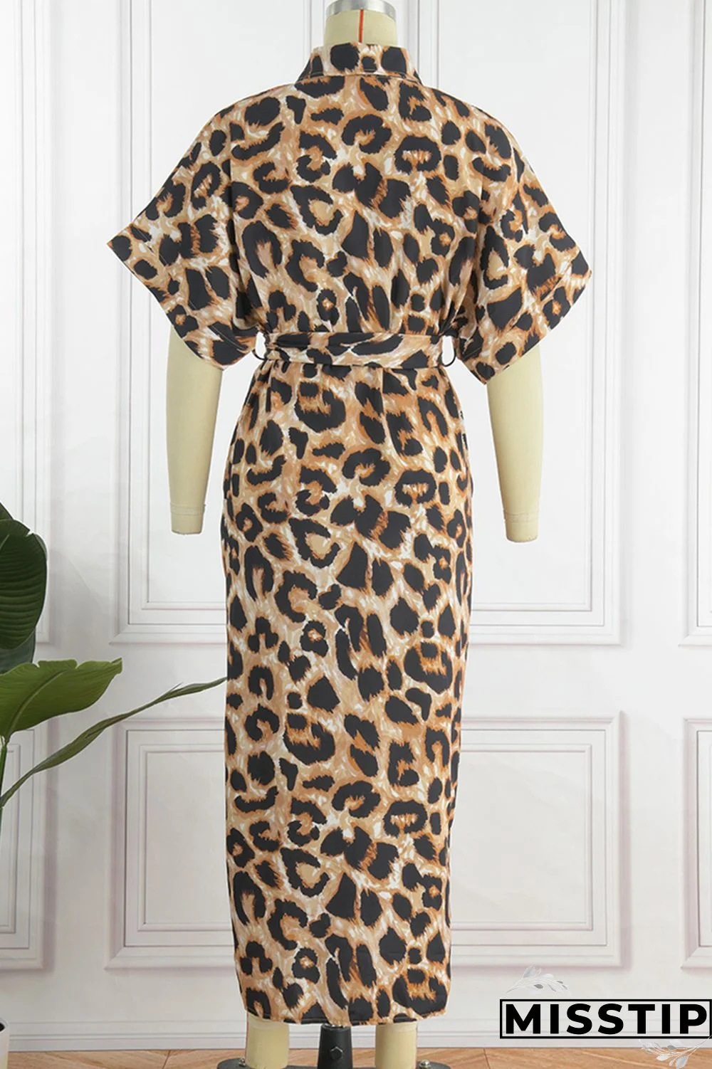 Blue Fashion Casual Print Patchwork Turndown Collar Shirt Dress