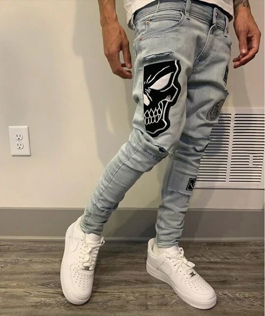  Fashion personality street style ripped jeans