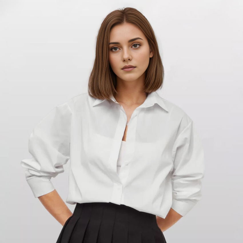 Conclear event dresses luxury White Lapel Loose Single-breasted Elegant Shirt Hot Sale Spring and Summer Fashion New Solid Blouses for Women 2025