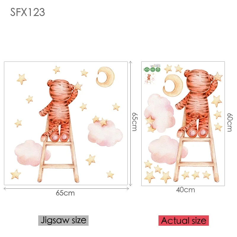 Elephant Giraffe Wall Stickers Child Wall Decorative Vinyl Animal Pattern Moon Wall Stickers For Children's Room Kids Rooms