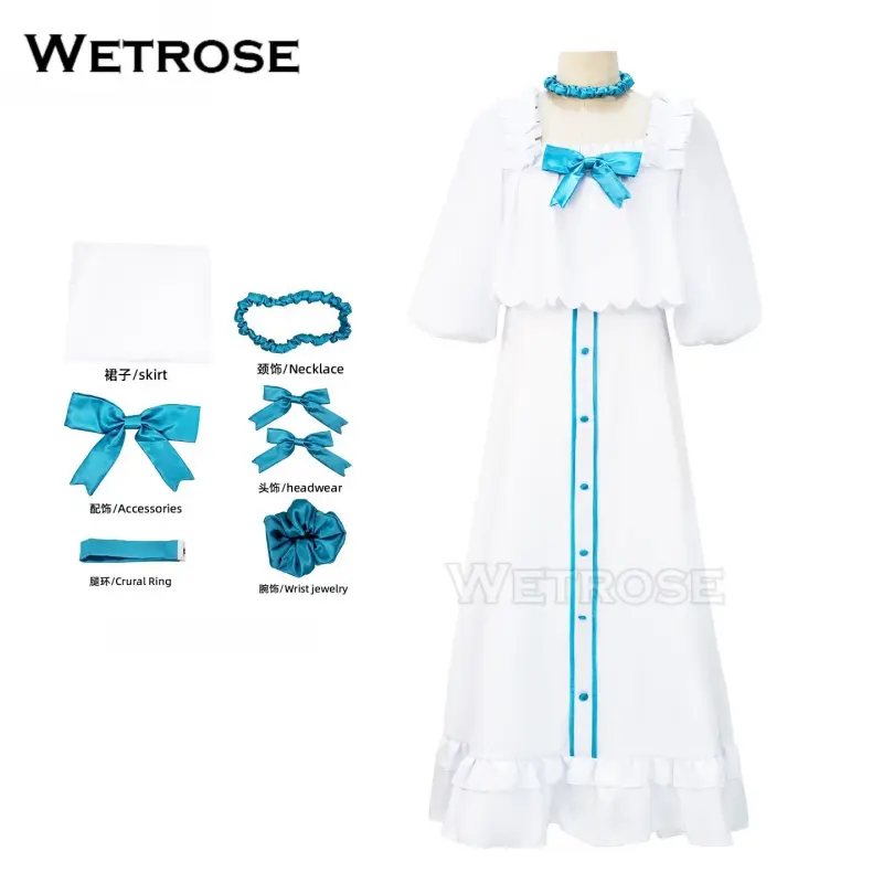 [Wetrose] In Stock Arknights Amiya White Pajamas Game Outfit Cosplay Costume 