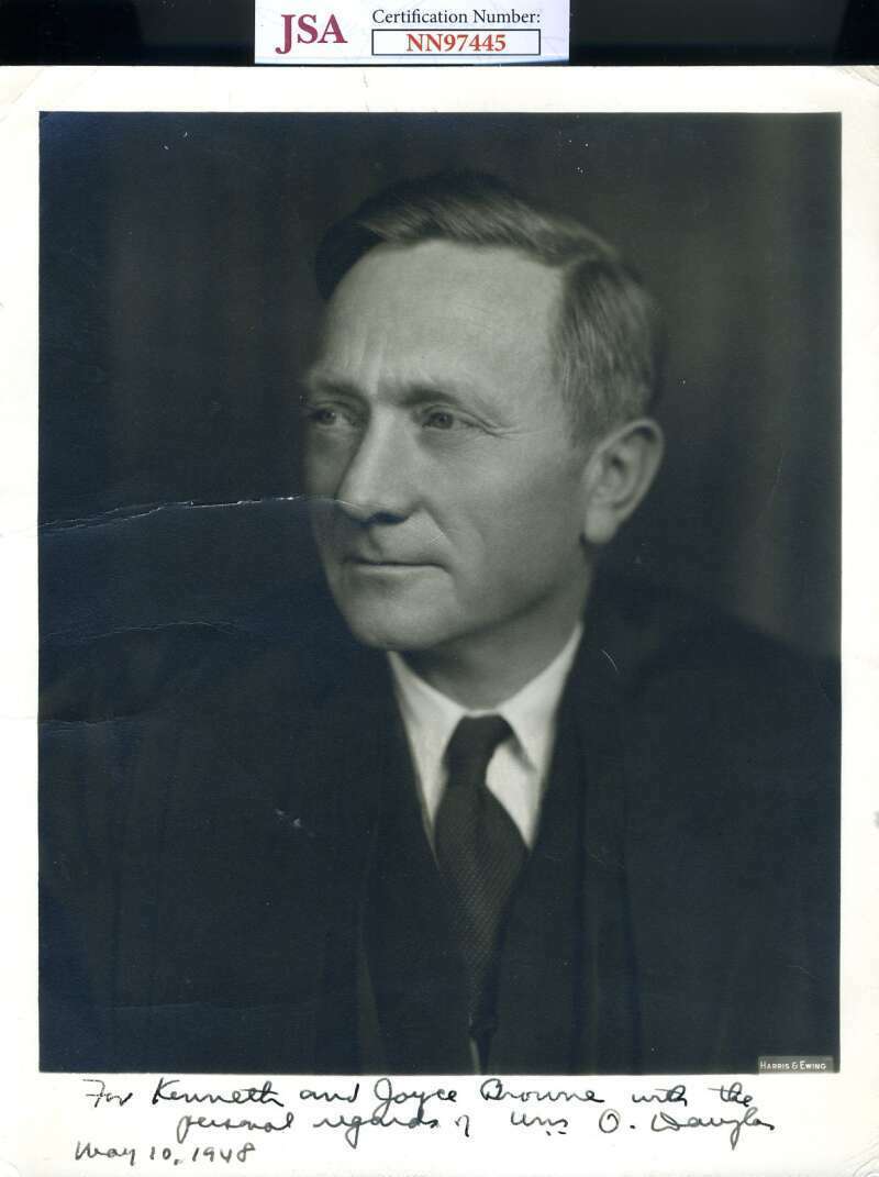 William O Douglas JSA Coa Hand Signed 8x10 Photo Poster painting Supreme Court Autograph