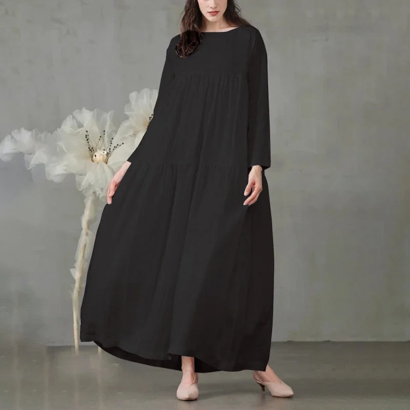 Stylish Solid Ruffle Dress Women's Spring Sundress ZANZEA 2022 Casual Long Sleeve Maxi Vestidos Female O Neck Robe Oversized