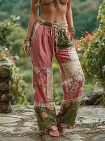 Women's Retro Floral Patchwork Art Casual Pants