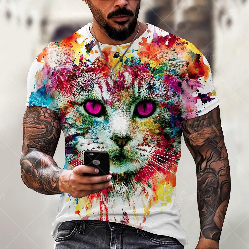 

Cat - 3D Printed Men T Shirt, Xxl, 501 Original