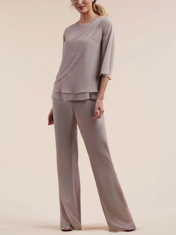 Double-layer chiffon set head temperament ladies set