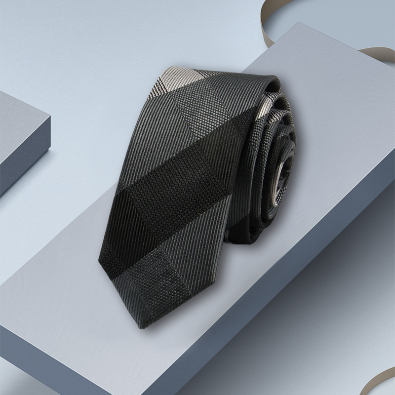 Cravate en soie à carreaux pour hommes de 5 cm- SOIE PLUS