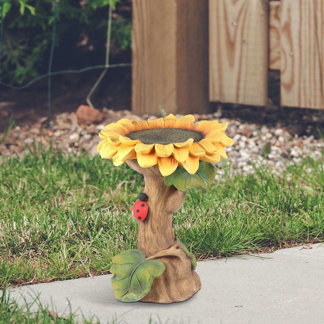 Resin Bird Bath - Garden Yard Decorations Sunflower Birdbath Ornaments