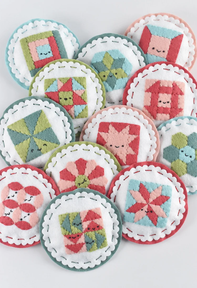 【12 Styles】Cozy Felt Quilt Ornament Template Set