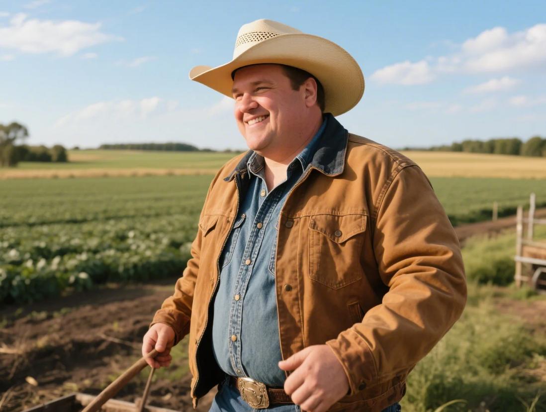 A big and tall man wearing western jacket