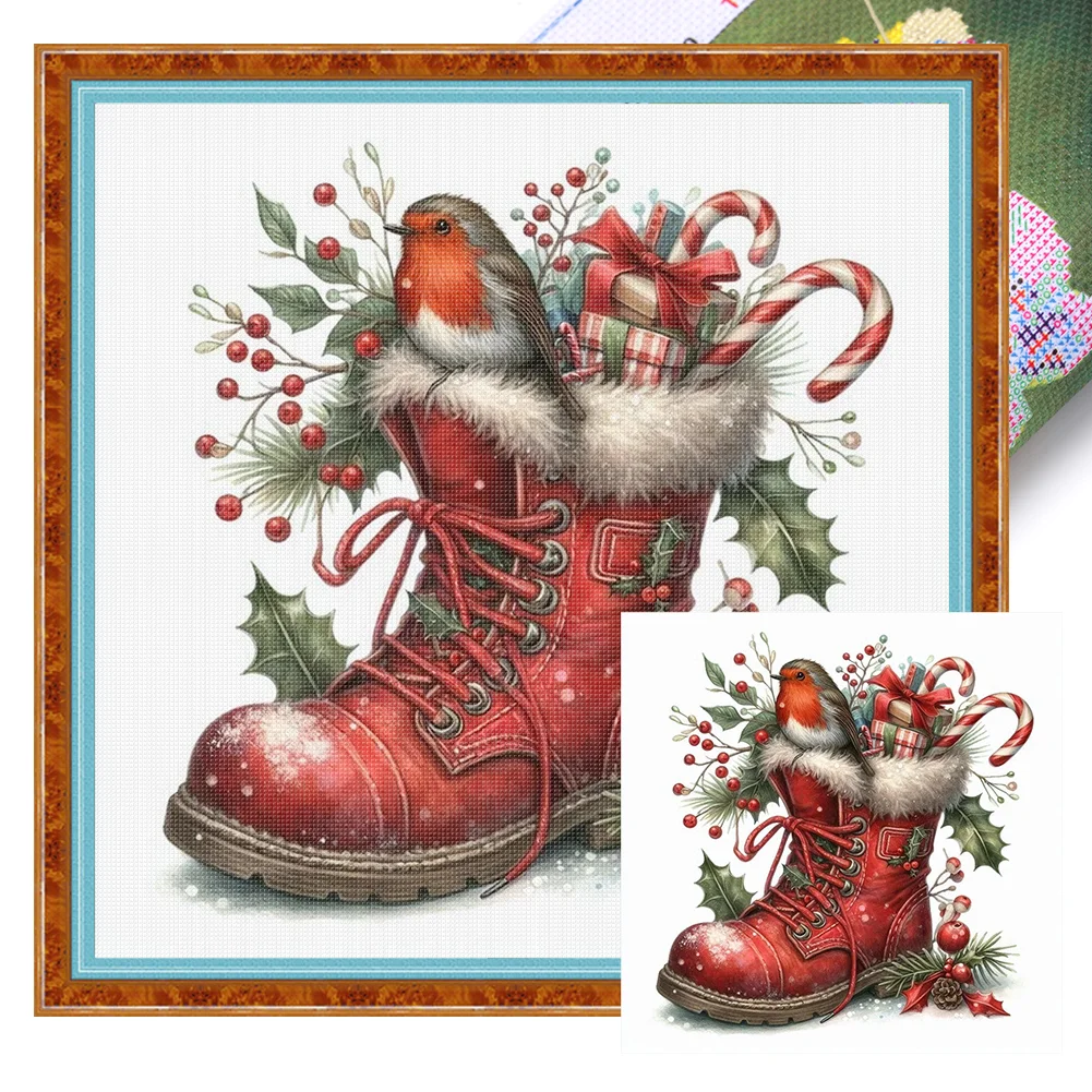 11CT Full Stamped Cross Stitch Kit - Christmas Boots (40*40cm)