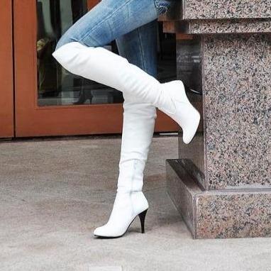 Women winter pointed toe thigh high zipper stiletto boots