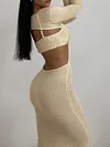 Belly-Hollow Long Sleeve Sexy Slim Two-Piece Midi Dress