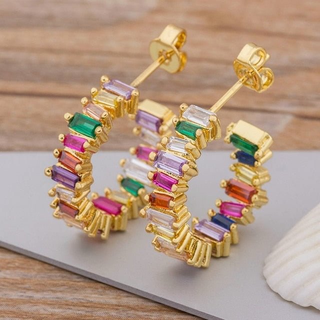 YOY-Luxury Female Crystal Zircon Stone Earrings