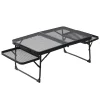 Camping Tables Outdoor Multifunctional Folding Table in Aluminum with Extensible Grid Desktop Height Adjustable Portable Picnic Table with Handle for Camp