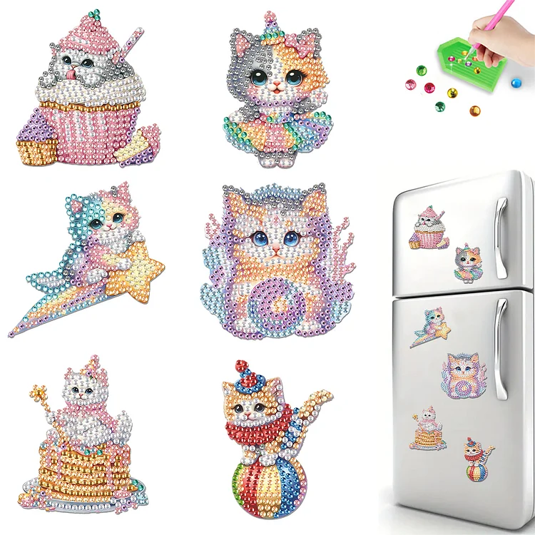 6Pcs Diamond Painting Refrigerator Magnets Diamond Art Kits for Adults Beginners gbfke