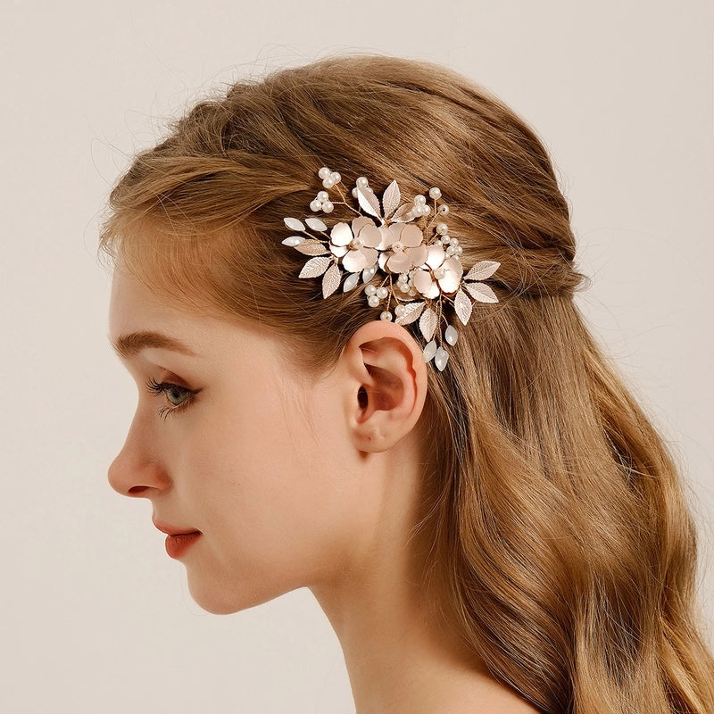 Elegant Bridal Women’s Flower Alloy Diamond Insert Comb