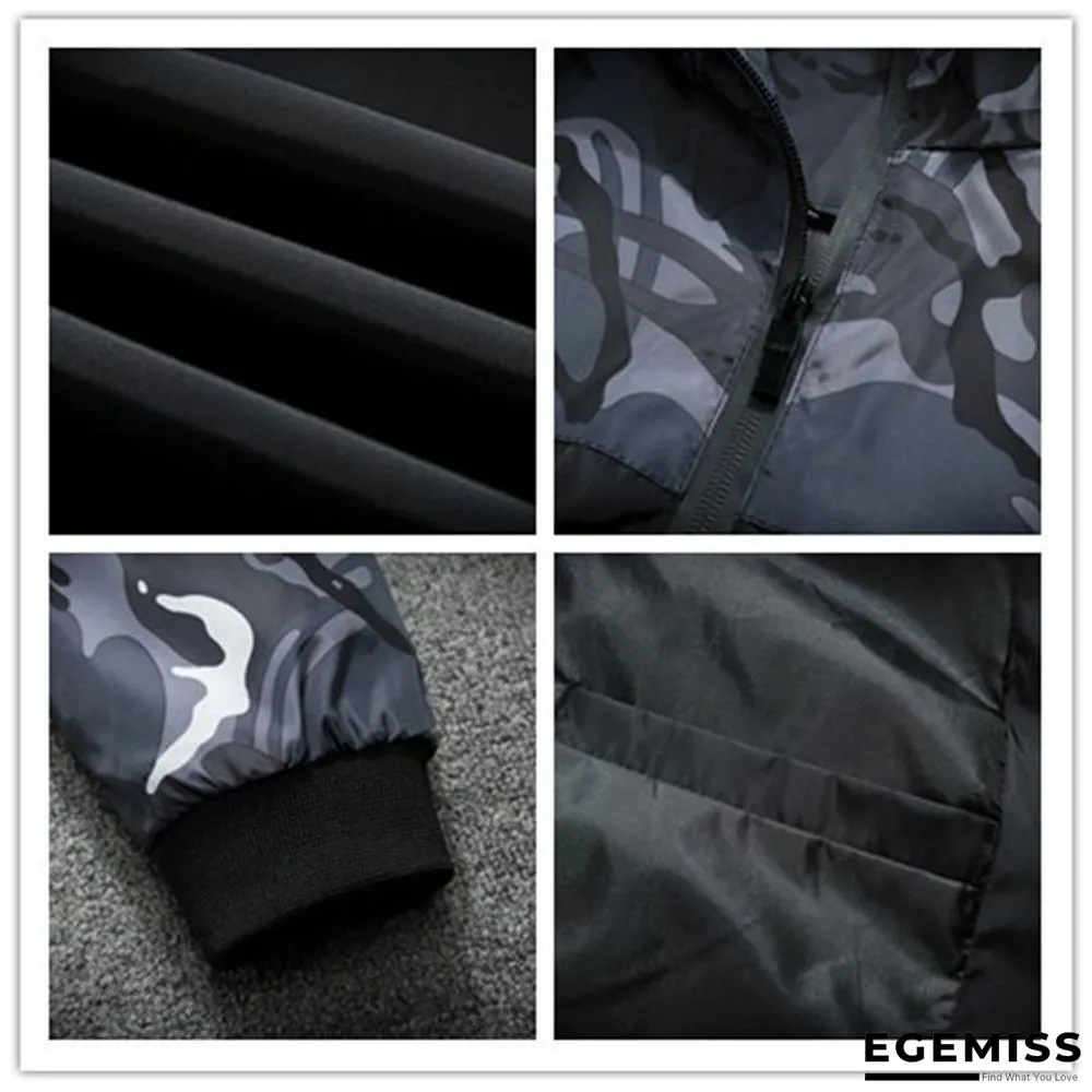 Men's Camouflage Military Casual Zipper Windbreaker Jackets Hooded Coats | EGEMISS