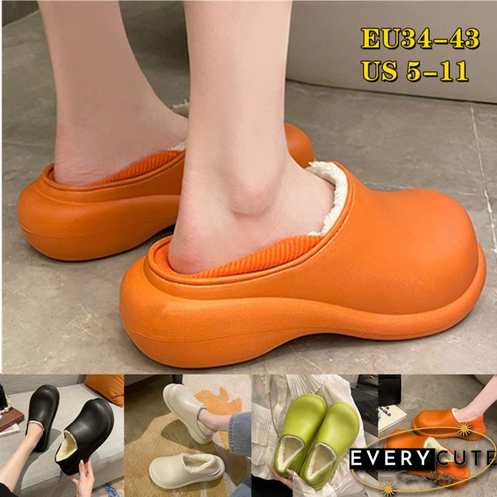 Waterproof Winter Shoes For Women Platform Cotton Slippers Warm Thick Soled Plush Flats Shoes