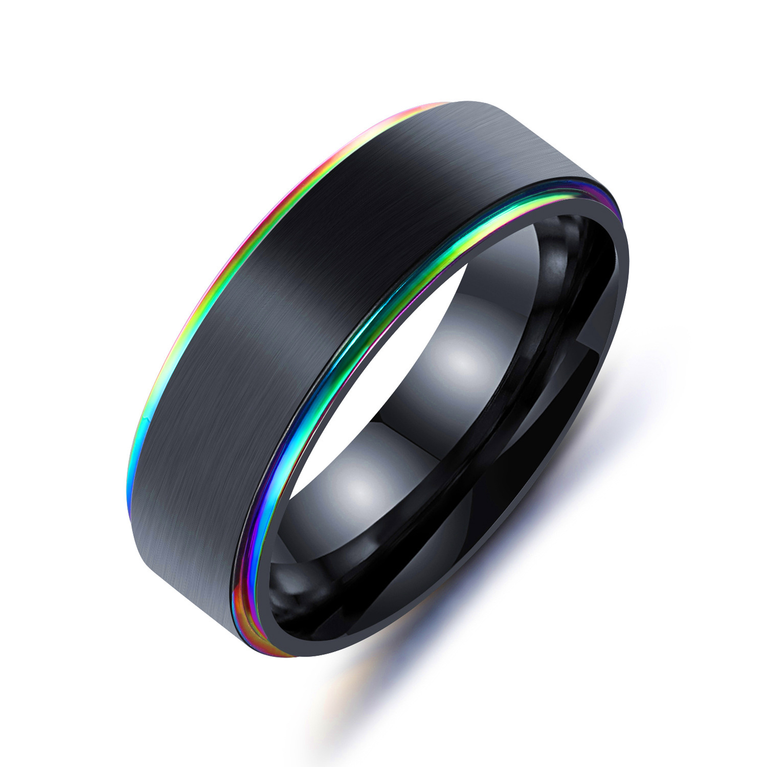 Titanium Steel Ring Colorful Black Gold Lasha Electroplating Ring