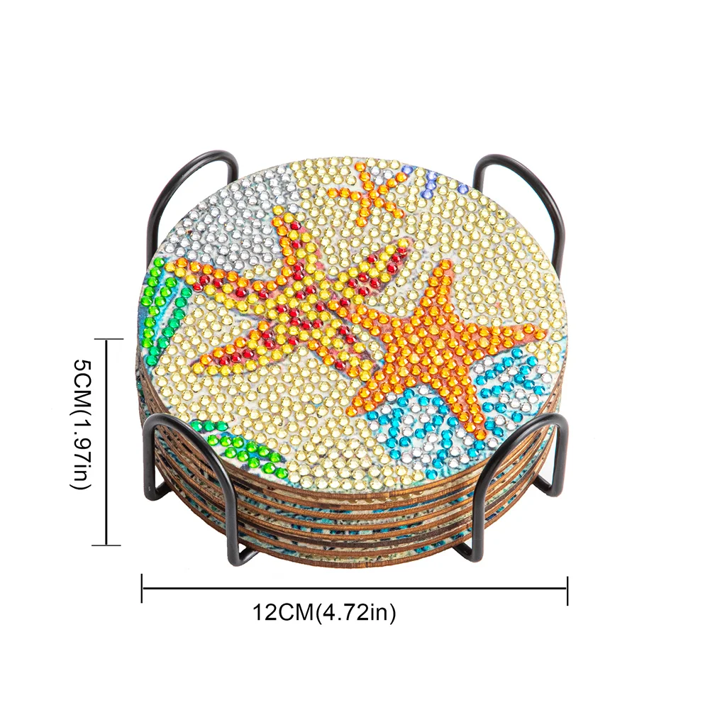 8pcs DIY Marine Life Anti Slip Coasters Stackable Creative for Tabletop Protection