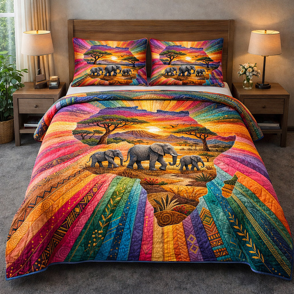 Majestic Tusker 3-Piece Quilted Bedding Set GFTOTP17491
