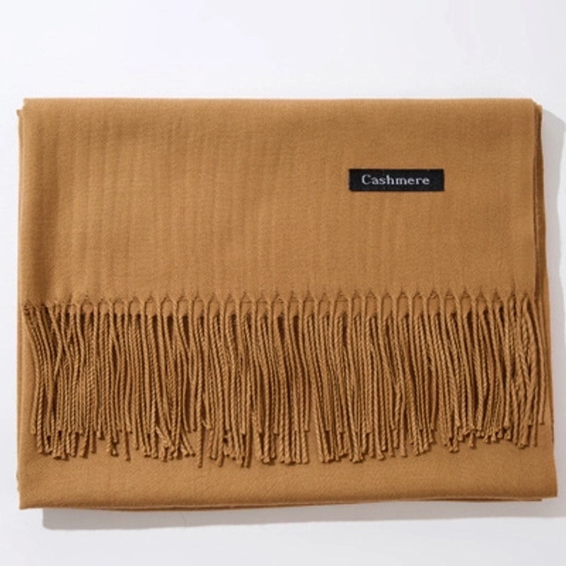 New Cashmere Scarf Female Korean Autumn And Winter New Solid Color Tassel Shawl Thick Warm Scarf