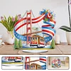 America Flag Bridge DIY Acrylic Desktop Diamond Art Kit Single-Sided for Home Decor