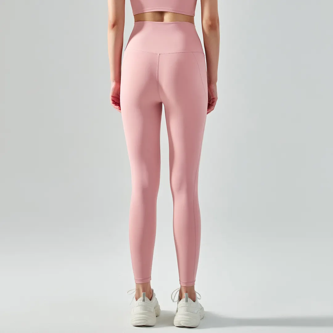 Buy different colors and types of high waist mid rise butt lifting squat proof nylon sports yoga leggings on Hergymclothing Clay Pink