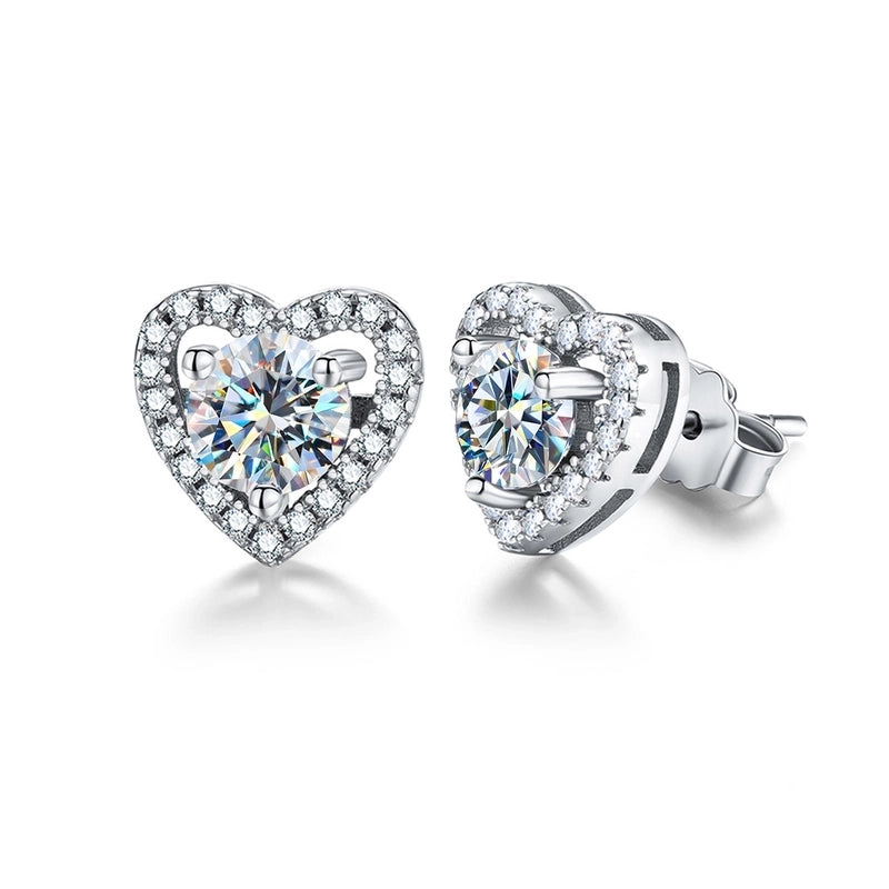 1 Pair 925 Sterling Silver Moissanite Geometric Ear Studs