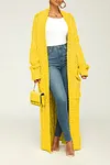 Women's Long Knit Solid Color Dual Pocket Cardigan