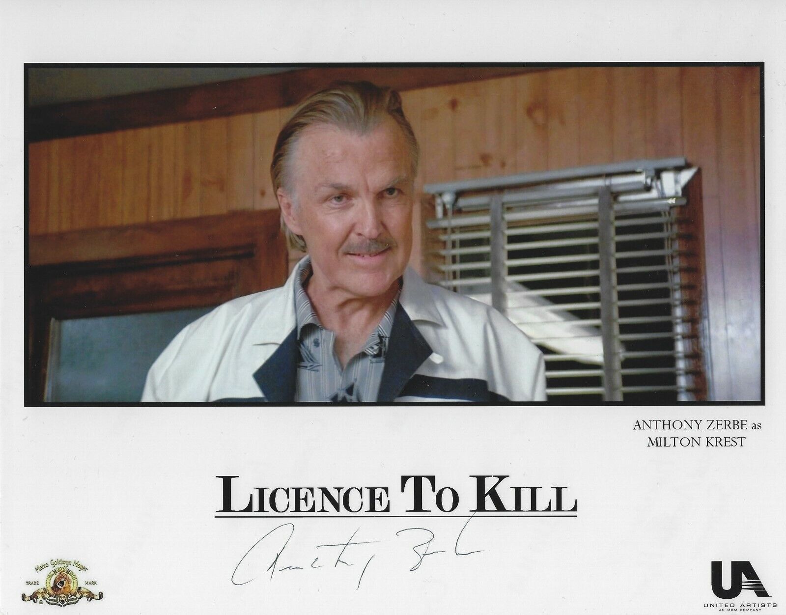 ANTHONY ZERBE SIGNED 007 JAMES BOND LICENSE TO KILL 10x8 Photo Poster painting - UACC AUTOGRAPH