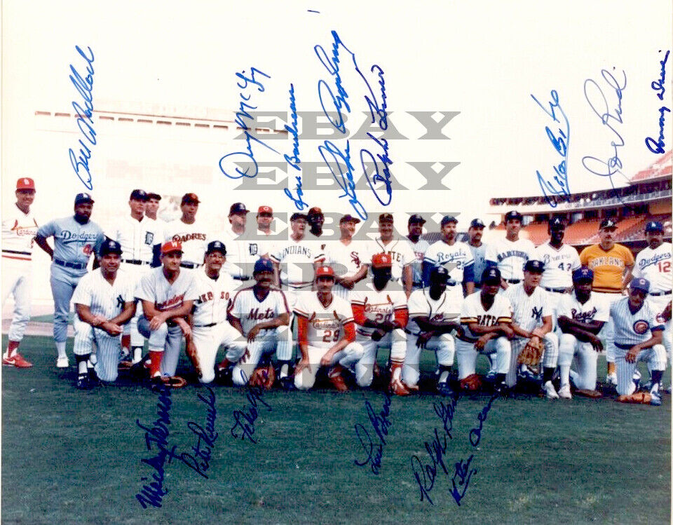 Lou Brock Ralph Kiner Boudreau Luke ApplingSigned 8x10 autographed Photo Poster painting Reprint