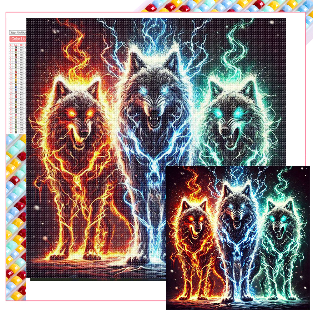 Flash Wolf 40*40cm(picture) full square drill diamond painting