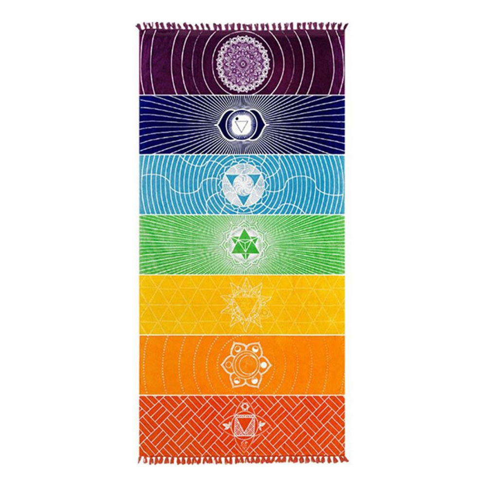 

Square Beach Towel Rainbow Stripes Wall Hanging Tapestry Color Yoga Mat, 501 Original