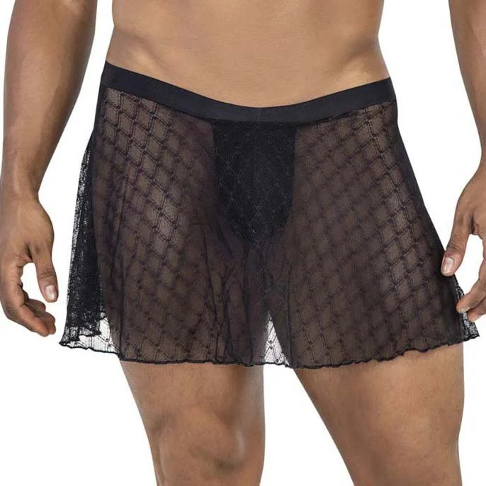 Men's Mesh Lace Shorts Shorts Elastic Waist Beach Swim Trunks Home Leisure Comfortable Breathable Pants Skirt Sexy Shorts-inspireuse