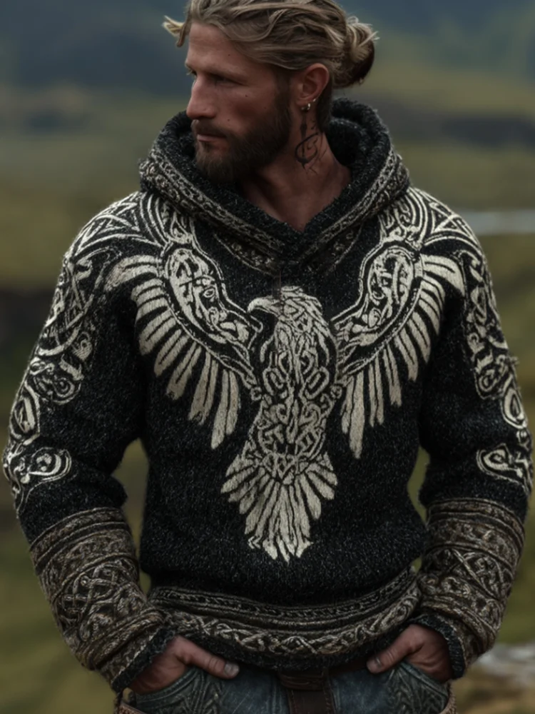 Vintage Viking Eagle And Celtic Knot Hoodie Sweater