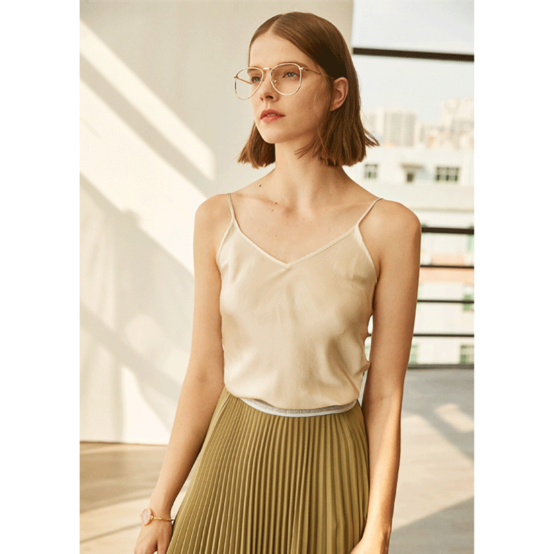 Clearance-Delicate Basic Silk Camisoles Two Color Selected REAL SILK LIFE