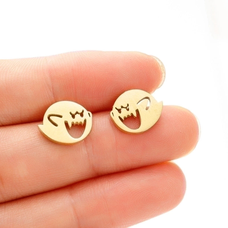 1 Pair Funny Little Monster Polishing Plating 304 Stainless Steel 18K Gold Plated Ear Studs