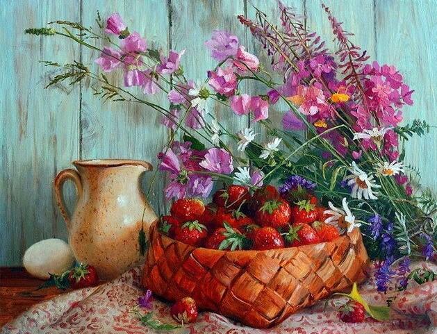

Strawberries Flower Basket – Paint By Numbers - 40*50CM, 501 Original