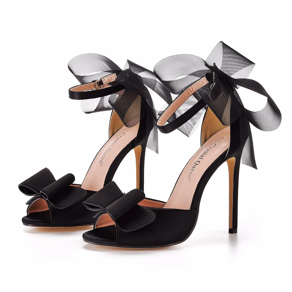 Breakj Breakj Cm Sexy Large-Size Net Yarn Bow Bow Fish Mouth High Heel Sandals Shallow Word With Round Head Sandals 4546 Yards